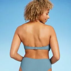 Women's Ring-Front Crepe Textured Bandeau Bikini Top - Shade & Shore™ Blueberry -Swimsuits Popular Store unnamed file 5572