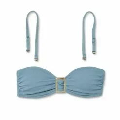 Women's Ring-Front Crepe Textured Bandeau Bikini Top - Shade & Shore™ Blueberry -Swimsuits Popular Store unnamed file 5573