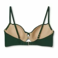 Women's Light Lift Tie-Front Keyhole Pique Textured Bikini Top - Shade & Shore™ Dark Green -Swimsuits Popular Store unnamed file 5609