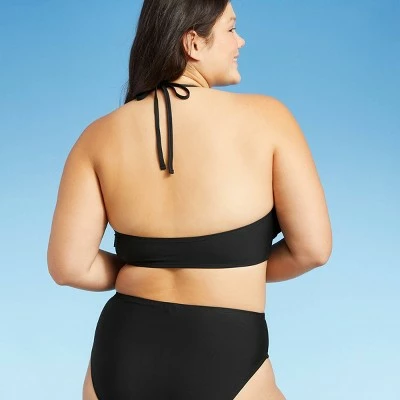 Women's Double Ruffle High Neck Bikini Top - Sea Angel Black 6 Women's Double Ruffle High Neck Bikini Top - Sea Angel Black - Image 4