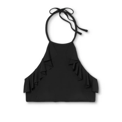 Women's Double Ruffle High Neck Bikini Top - Sea Angel Black 7 Women's Double Ruffle High Neck Bikini Top - Sea Angel Black - Image 5