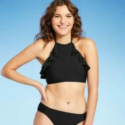 Women's Double Ruffle High Neck Bikini Top - Sea Angel Black 21 Women's Double Ruffle High Neck Bikini Top - Sea Angel Black -Swimsuits Popular Store unnamed file 5644