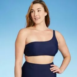 Women's Asymmetrical One Shoulder Bikini Top - Kona Sol™ Oxford Blue -Swimsuits Popular Store unnamed file 5649