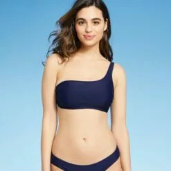 Women's Asymmetrical One Shoulder Bikini Top - Kona Sol™ Oxford Blue -Swimsuits Popular Store unnamed file 5656