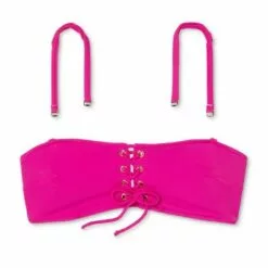 Women's Center Lace-Up Bandeau Bikini Top - Shade & Shore™ Fuschia Pink -Swimsuits Popular Store unnamed file 5662