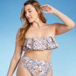 Women's Double Ruffle Bandeau Bikini Top - Kona Sol™ Multi -Swimsuits Popular Store unnamed file 5683