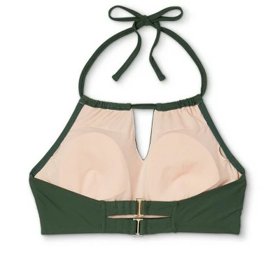 Women's Post Mastectomy High Neck Keyhole Bikini Top - Kona Sol™ Dark Green 3 Women's Post Mastectomy High Neck Keyhole Bikini Top - Kona Sol™ Dark Green