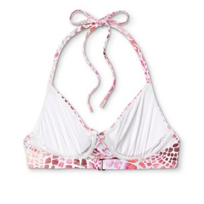 Women's Lace-Up Tie Bikini Top - Shade & Shore™ Pink Animal Print 8 Women's Lace-Up Tie Bikini Top - Shade & Shore™ Pink Animal Print - Image 6