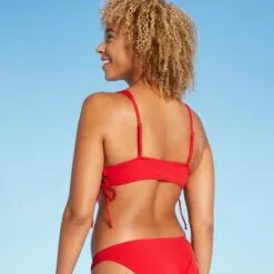 Women's Longline Triangle Bikini Top - Shade & Shore™ Red -Swimsuits Popular Store unnamed file 5738