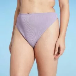 Women's High Waist Extra High Leg Extra Cheeky Bikini Bottom - Shade & Shore™ Lilac Purple Lurex -Swimsuits Popular Store unnamed file 574