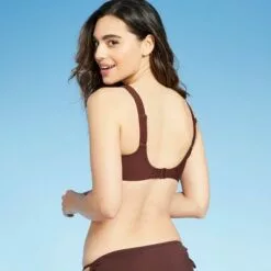 Women's Rectangle Bralette Bikini Top - Kona Sol™ Mulberry Brown