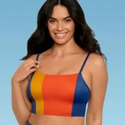 Women's Slimming Control Colorblock Bandeau Bikini Top - Beach Betty by Miracle Brands Orange -Swimsuits Popular Store unnamed file 5820