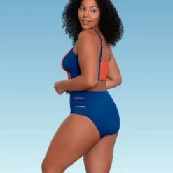 Women's Slimming Control Colorblock Bandeau Bikini Top - Beach Betty by Miracle Brands Orange -Swimsuits Popular Store unnamed file 5823