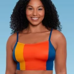 Women's Slimming Control Colorblock Bandeau Bikini Top - Beach Betty by Miracle Brands Orange -Swimsuits Popular Store unnamed file 5824