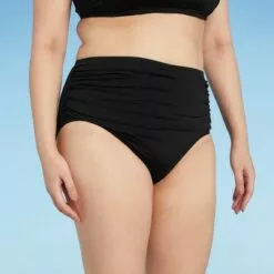 Women's Shirred High Coverage High Waist Bikini Bottom - Kona Sol™ Dark Green -Swimsuits Popular Store unnamed file 585