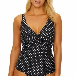 Sunsets Women's Black Dot Forever Underwire Tankini Top - 77D-BKDT