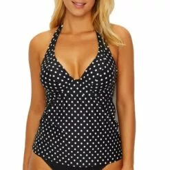 Sunsets Women's Black Dot Muse Underwire Tankini Top - 73D-BKDT