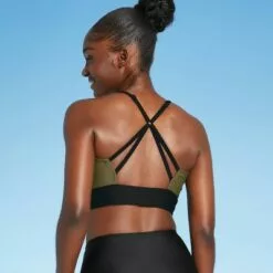 Women's Longline Zip-Front Bikini Top - All in Motion™ Olive Green & Black Colorblock 17 Women's Longline Zip-Front Bikini Top - All in Motion™ Olive Green & Black Colorblock -Swimsuits Popular Store unnamed file 5964