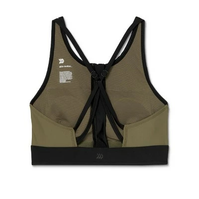 Women's Longline Zip-Front Bikini Top - All in Motion™ Olive Green & Black Colorblock 8 Women's Longline Zip-Front Bikini Top - All in Motion™ Olive Green & Black Colorblock - Image 6