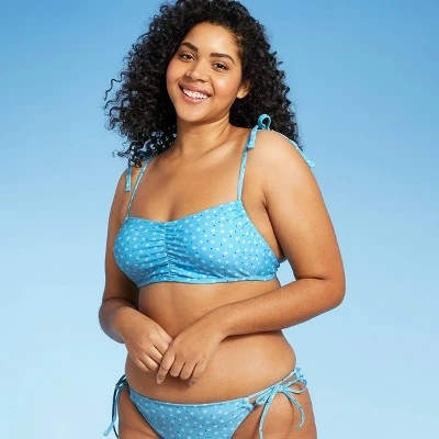 Juniors' Shoulder Tie Bralette Bikini Top - Xhilaration™ Blue Floral Print 5 Juniors' Shoulder Tie Bralette Bikini Top - Xhilaration™ Blue Floral Print - Image 3