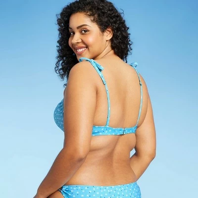 Juniors' Shoulder Tie Bralette Bikini Top - Xhilaration™ Blue Floral Print 6 Juniors' Shoulder Tie Bralette Bikini Top - Xhilaration™ Blue Floral Print - Image 4