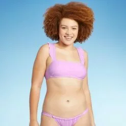 Juniors' Ruffle Strap Bralette Bikini Top - Xhilaration™ Lavender -Swimsuits Popular Store unnamed file 6091