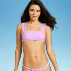 Juniors' Ruffle Strap Bralette Bikini Top - Xhilaration™ Lavender -Swimsuits Popular Store unnamed file 6096