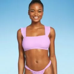 Juniors' Ruffle Strap Bralette Bikini Top - Xhilaration™ Lavender -Swimsuits Popular Store unnamed file 6100