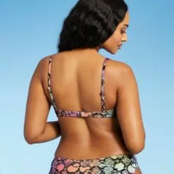 Juniors' Ribbed Knot Bralette Bikini Top - Xhilaration™ Tie-Dye Animal Print -Swimsuits Popular Store unnamed file 6115