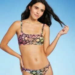 Juniors' Ribbed Knot Bralette Bikini Top - Xhilaration™ Tie-Dye Animal Print -Swimsuits Popular Store unnamed file 6122