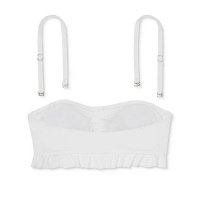 Juniors' Textured Ruffle Cinch-Front Bandeau Bikini Top - Xhilaration™ White 8 Juniors' Textured Ruffle Cinch-Front Bandeau Bikini Top - Xhilaration™ White - Image 6