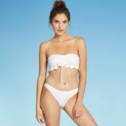 Juniors' Textured Ruffle Cinch-Front Bandeau Bikini Top - Xhilaration™ White 22 Juniors' Textured Ruffle Cinch-Front Bandeau Bikini Top - Xhilaration™ White -Swimsuits Popular Store unnamed file 6168