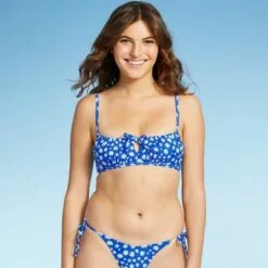 Juniors' Tunneled Bralette Bikini Top - Xhilaration™ Cobalt Floral Print -Swimsuits Popular Store unnamed file 6178