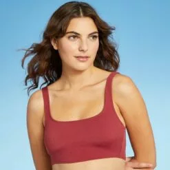 Juniors' Textured Longline Bralette Bikini Top - Xhilaration™ Clay -Swimsuits Popular Store unnamed file 6182