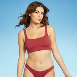 Juniors' Textured Longline Bralette Bikini Top - Xhilaration™ Clay -Swimsuits Popular Store unnamed file 6190