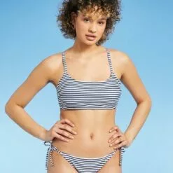 Juniors' Bralette Bikini Top - Xhilaration™ Navy/White Stripe -Swimsuits Popular Store unnamed file 6203