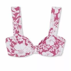 Juniors' Ribbed Knot-Front Bralette Bikini Top - Xhilaration™ Berry Pink Floral Print -Swimsuits Popular Store unnamed file 6220