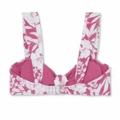 Juniors' Ribbed Knot-Front Bralette Bikini Top - Xhilaration™ Berry Pink Floral Print -Swimsuits Popular Store unnamed file 6221