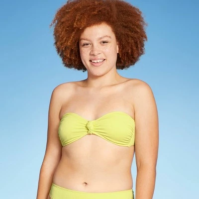 Juniors' Ribbed Knot-Front Bandeau Bikini Top - Xhilaration™ Light Yellow 5 Juniors' Ribbed Knot-Front Bandeau Bikini Top - Xhilaration™ Light Yellow - Image 3