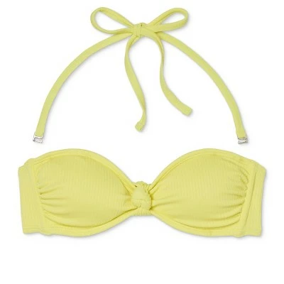 Juniors' Ribbed Knot-Front Bandeau Bikini Top - Xhilaration™ Light Yellow 7 Juniors' Ribbed Knot-Front Bandeau Bikini Top - Xhilaration™ Light Yellow - Image 5