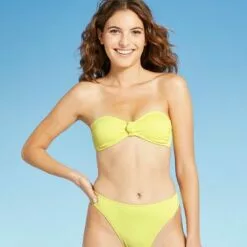 Juniors' Ribbed Knot-Front Bandeau Bikini Top - Xhilaration™ Light Yellow 24 Juniors' Ribbed Knot-Front Bandeau Bikini Top - Xhilaration™ Light Yellow -Swimsuits Popular Store unnamed file 6238