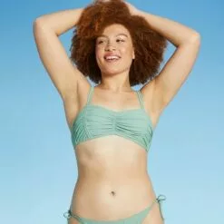 Juniors' Ruched Bralette Bikini Top - Xhilaration™ Light Green -Swimsuits Popular Store unnamed file 6242