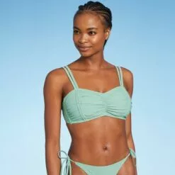 Juniors' Ruched Bralette Bikini Top - Xhilaration™ Light Green -Swimsuits Popular Store unnamed file 6251