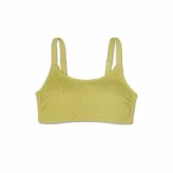 Juniors' Plus Size Smocked Bralette Bikini Top - Xhilaration™ Olive Green 26W -Swimsuits Popular Store unnamed file 6254