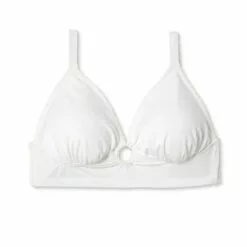 Juniors' Plus Size Ribbed Ring Front Triangle Bikini Top - Xhilaration™ White -Swimsuits Popular Store unnamed file 6262