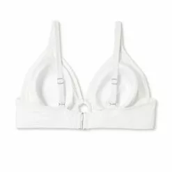 Juniors' Plus Size Ribbed Ring Front Triangle Bikini Top - Xhilaration™ White -Swimsuits Popular Store unnamed file 6263