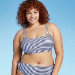 Juniors' Plus Size Bralette Bikini Top - Xhilaration™ Navy/White Stripe -Swimsuits Popular Store unnamed file 6273