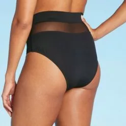 Women's Mesh Insert High Waist Bikini Bottom - Shade & Shore™ Black -Swimsuits Popular Store unnamed file 630