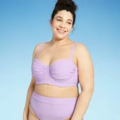 Juniors' Plus Size Shirred Underwire Bikini Top - Xhilaration™ Lilac Purple -Swimsuits Popular Store unnamed file 6313