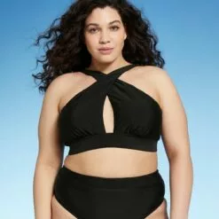 Juniors' Plus Size Tall Triangle Bikini Top - Xhilaration™ Black -Swimsuits Popular Store unnamed file 6330
